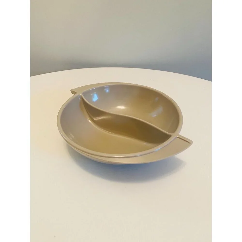 Vintage Boonton Gray Divided Serving Bowl, Melmac Vegetable Serving Bowl, Boonto